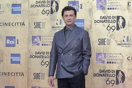 Vinicio Marchioni attends the red carpet of Premi David di Donatello 2024 event at Studio 5 Cinecittà.