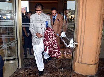 Actor Amitabh Bachchan seen at the launch of Irani's production house ''Irani Movietone'' in hotel JW Marriott juhu, Mumbai.