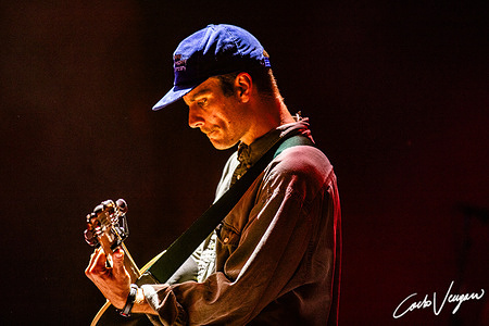 Mac DeMarco performs on stage during a concert. The king of lo-fi and bedroom pop returned to Italy for an exclusive summer date in front of thousands of fans at Sequoie Music Park in Bologna.