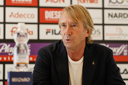 Werner Seeber General Manager of LR Vicenza seen during the press conference of presentation for Fabio Gallo new Head Coach of LR Vicenza at Casa Vicenza.