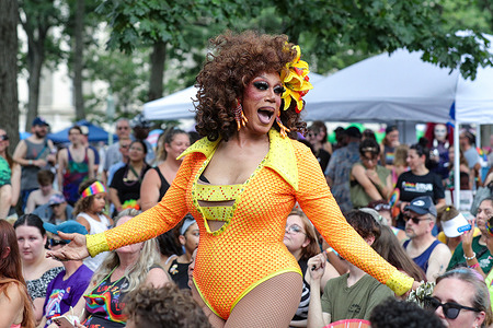 Drag artist Amethyst Diamond performs at the 33rd Pride Festival of Central PA.