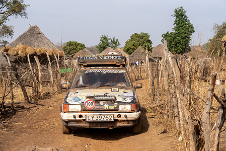Fiesta Vikings Team drives through a narrow road in Guinea Conakry. Budapest-Bamako amateur rally celebrated the 15th running. It started on 30th of January from Fes, Morocco and will be finishing on the 12th of February in Freetown, Sierra Leone. Original route has been reorganised for obvious safety reasons just like in the Paris-Dakar race but at the same time distance has been extended. Over the years the Budapest-Bamako amateur rally became one of the longest and most demanding races in the world.