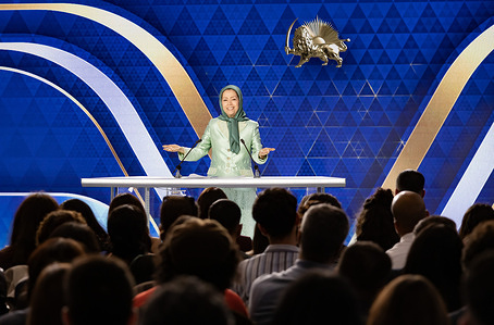 Maryam Rajavi is seen addressing the congress and stating, "Today, more than ever, we are closer to overthrowing the clerical regime," as participants cheer. The Iranian Youth Congress took place in Paris, bringing together young Iranians from around the world both in person and online. National Council of Resistance of Iran (NCRI) President-elect Maryam Rajavi delivered the keynote speech, highlighting the vital role of Iran’s youth and women in establishing a democratic republic. The congress concluded with a resolution pledging support for the Resistance Units and the Ten-Point Plan for a free and democratic Iran, with online participants joining from cities including London, Zurich, and Bonn.