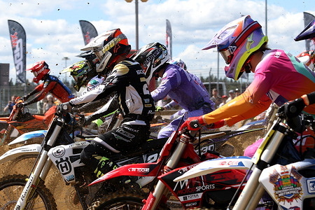 Participants during the 4th stage of the Russian RGP MX Championship (Russian Motocross Championship) in 2026 in the Leningrad region, Russia at the Igora Drive Circuit.
