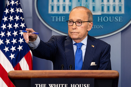 Press Briefing on the G7 with Larry Kudlow, Director of the United States National Economic Council, in the White House Press Briefing room at the White House in Washington.