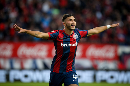 Ivan Leguizamon of San Lorenzo celebrates after scoring a goal during a match between San Lorenzo and Boca Juniors as part of Liga Profesional de Futbol 2023 at Pedro Bidegain Stadium. Final score San Lorenzo 1:0 Boca Juniors.