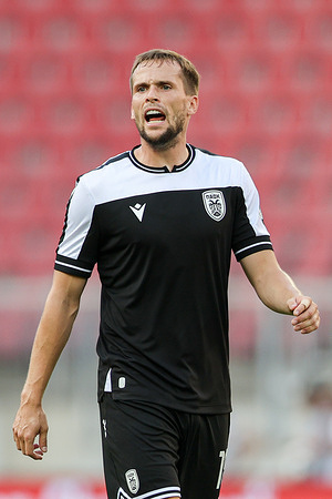 Tomasz Kedziora of PAOK FC seen in action during the UEFA Europa League 2025/2026 match between Wolfsberger AC and PAOK FC at Worthersee Stadion. Final score; Wolfsberger AC 0:1 PAOK FC.