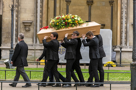 The coffin of former Labour MP and Minister Phil Woolas seen carried to the church. The funeral of Phil Woolas, a former Labour MP and government minister, was held at St Margaret's Church, Westminster. The service was attended by Prime Minister Keir Starmer alongside former Prime Ministers Sir Tony Blair and Gordon Brown and Speaker of the House of Commons Sir Lindsay Hoyle