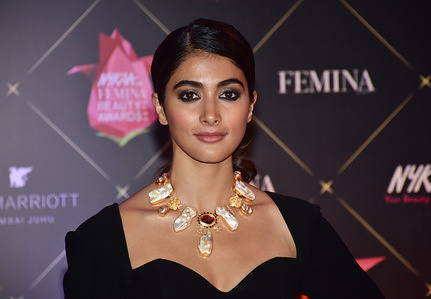 Indian film actress Pooja Hegde attend the Red carpet event of "4th Edition of Nykaa Femina Beauty Awards 2018" at hotel JW Marriott, Juhu in Mumbai