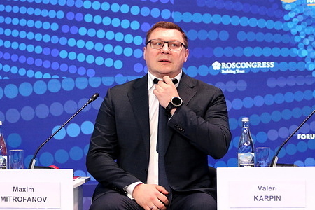 Maxim Mitrofanov, General Secretary Russian Football Union seen during the Sport and TV Working Together for Success session of the XXVIII St. Petersburg International Economic Forum at the Expo forum Convention and Exhibition Center.