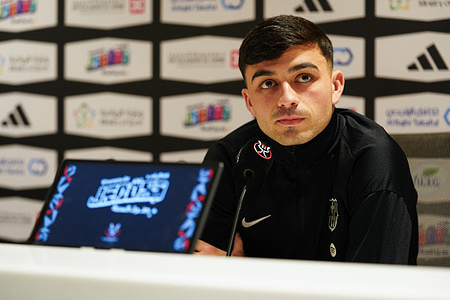 FC Barcelona's Spanish player Pedri Gonzalez attends a press conference ahead of the Spanish Super Cup final match El Clasico between FC Barcelona and Real Madrid at King Abdullah Sports City.
