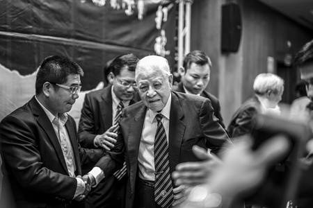 Lee Teng-hui, former president of Taiwan (C) (Republic of China, ROC) attends a public speech titled ''the belief and ways of democratization transformation'' at National Taipei University of Education.
Lee Teng-hui was the first directly elected president in Taiwan's history.