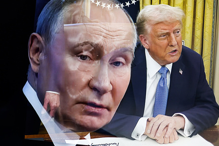 (EDITOR'S NOTE: Image has been digitally manipulated) This illustrative image shows Russian President Vladimir Putin (left) and United States President Donald Trump (right). A lengthy telephone conversation took place between Russian President Vladimir Putin and US President Donald Trump. The heads of state discussed issues related to artificial intelligence, the Middle East and energy. The main topic was the issue of a settlement in Ukraine. Donald Trump spoke in favor of an early cessation of hostilities and a peaceful solution to the problem. Vladimir Putin, for his part mentioned the need to eliminate the root causes of the conflict and agreed with Donald Trump that a long-term settlement can be achieved through peaceful negotiations. Both sides instructed their teams to begin negotiations "immediately." The negotiations on the American side will be led by Secretary of State Marco Rubio, CIA Director John Ratcliffe, National Security Advisor Michael Waltz and Special Envoy Steve Witkoff.