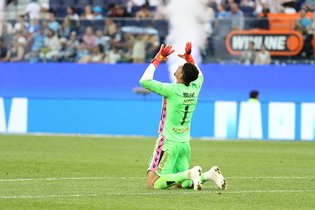Mateus Lima (1) of Crvena Zvezda reacts during the Winline, Super Session, Friendly football match between Zenit Saint Petersburg and Crvena Zvezda Belgrade, Serbia at Gazprom Arena. Final score; Zenit 3:1 Crvena Zvezda.