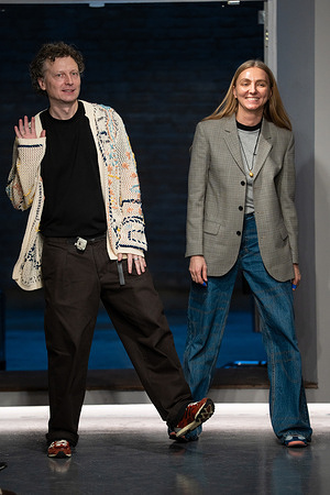 A model walks the runway at the Ksenia Schnaider Fashion show during the London Fashion Week.