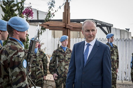 Irish Taoiseach Micheál Martin visits peacekeepers at Camp Shamrock, also known as UN base UNP 2-45, to wish them a happy Christmas and to express appreciation for their work. United Nations Interim Force in Lebanon (UNIFIL) Security Council mandate will expire at the end of 2026.