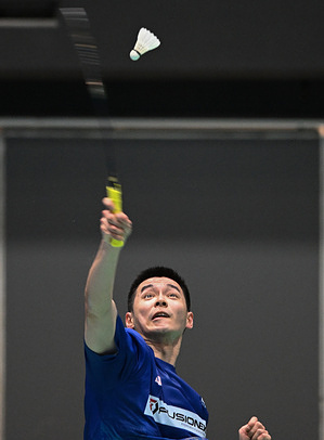 Cream June Wei of Malaysia seen in action during the 2022 SATHIO GROUP Australian Badminton Open round of 32 men's single match against Kenta Nishimoto of Japan. 
Nishimoto won the match, 21-17, 21-14.