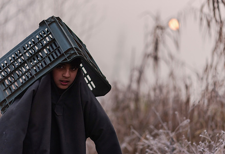 A boy with a basket on his head looks on as the sun rises during a cold morning in the interiors of Dal Lake. The minimum temperature continues to settle below freezing point in the Valley as most stations recorded a sub-zero temperature. Srinagar, the summer capital of Jammu and Kashmir, recorded the coldest night of the season at minus 3.4 degree Celsius today.