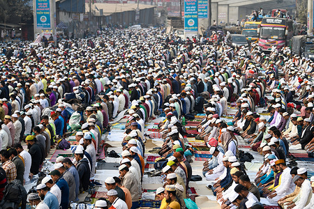 Thousands of Muslims offer Friday prayers in congregation grounds and roads as they take part in Biswa Ijtema, the second largest religious gathering of Muslims in the world, in Tongi 20 kms from Dhaka.