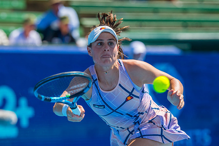 Kimberly Birrell of Australia in action during Day 2 of the Kooyong Classic Tennis Tournament last match against Donna Vekic of Croatia at Kooyong Lawn Tennis Club. Vekic won in three sets 2:6, 6:2, 10:8.