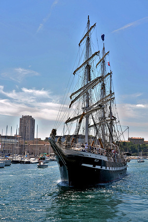 The French three-masted sailing ship Belem arrives at the French Mediterranean port of Marseille. The last French tall ship has been chosen to transport the Olympic flame from Athens to Marseille in the spring of 2024, as part of the next Olympic Games in France.