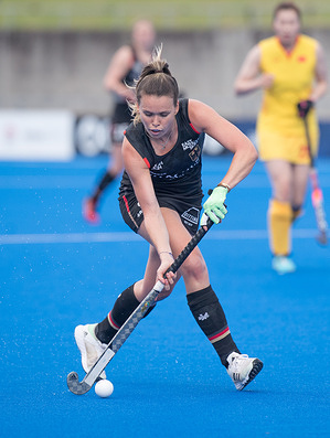Anne Schröder of Germany Women's National Field Hockey team seen in action during the International Hockey Federation Pro League China Vs Germany game held at the Sydney Olympic Park Hockey Centre. Final score Germany 2:1 China.