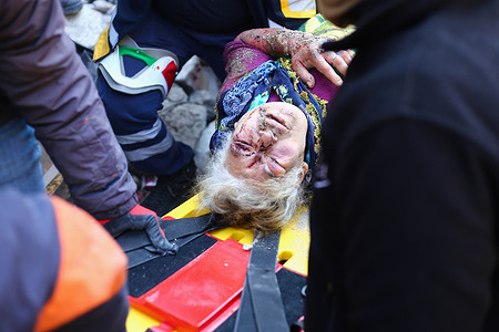 (EDITORS NOTE: Image contains graphic content)
74-Year-Old Hatice Kaya is rescued 117 hours after the earthquake. Turkey and Syria have experienced the most severe earthquakes to hit the region in almost a century. After a 7.8 magnitude earthquake in southeast Turkey, a second 7.7 magnitude earthquake occurred in northern Syria.