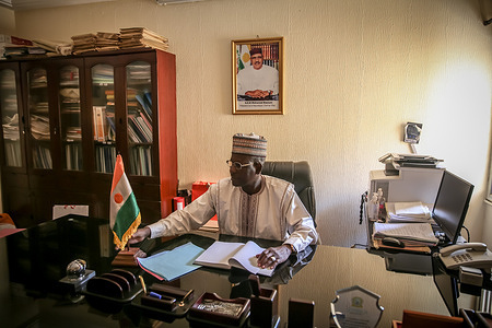 Laouan Magagi, Niger’s minister of humanitarian affairs, pictured in his office in Niamey.
