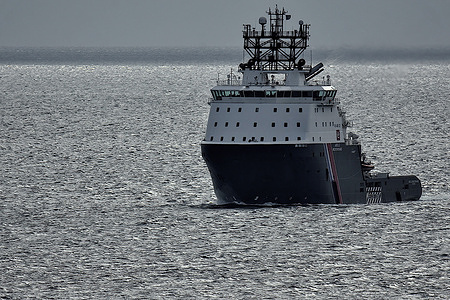 The tug supply vessel Abeille Mediterranee arrives at the French Mediterranean port of Marseille.