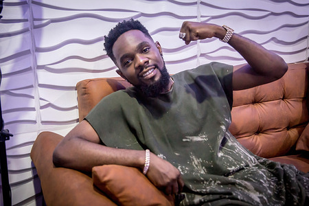Patoranking, one of Nigeria's most successful musicians, is seen at his recording studio.