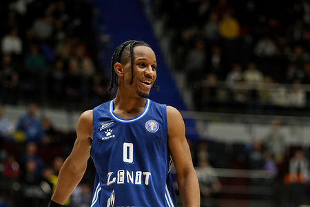 Trent Frazier (No.0) of Zenit St Petersburg seen in action during the VTB United League basketball match, Second stage, between Zenit St Petersburg and Pari Nizhny Novgorod at Sibur Arena. Final score; Zenit 83:67 Pari Nizhny Novgorod.