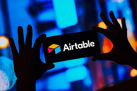 In this photo illustration, the Airtable logo seen displayed on a smartphone.