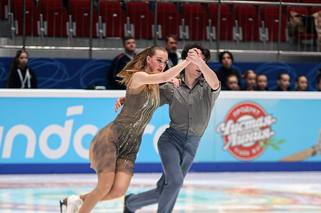 Alisa Kraynyukova and Semyon Netsev perform during the Finals of the Russian Grand Prix of Figure Skating 2023 for the "Dancing on Ice" category, which took place in St. Petersburg, in the sports complex "Jubilee.