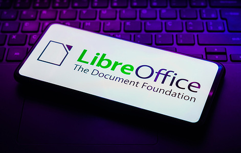 In this photo illustration, the LibreOffice logo seen displayed on a smartphone.