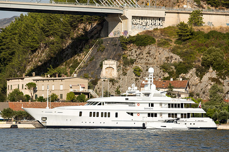 Samadhi luxury yacht seen on the Adriatic Sea near the city of Dubrovnik. Samadhi is a motor yacht built by the Dutch shipyard Feadship in 2006.