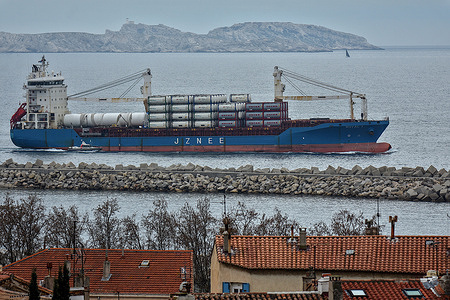 The Royal I, general cargo ship leaves the French Mediterranean port of Marseille.