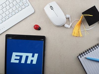 In this photo illustration, ETH Zurich - Swiss Federal Institute of Technology logo seen displayed on a tablet.