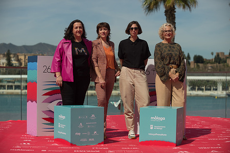 Carmen flores, Elena Irureta, Pepa Aniorte and Marta Diaz de Lope pose in a photocall of the film "Los buenos modales" at the walk Muelle Uno.