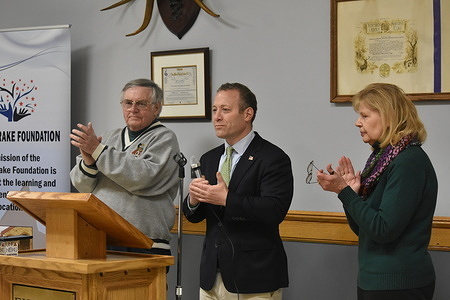 James Drake (Left), U.S. Congressman Josh Gottheimer (D-NJ) (Middle) and Barbara Drake (Right) delivers remarks at the Darren Drake Foundation event. U.S. Congressman Josh Gottheimer (D-NJ) joined with the North Jersey community and the family of Darren Drake who was killed in the 2017 NYC West Side Highway terrorist truck attack. U.S. Congressman Josh Gottheimer commemorated Darren Drake’s life, honored the work of those at the Darren Drake Foundation and highlighted the bipartisan Darren Drake Act that was signed into law in 2022 to help combat lone-wolf terror.