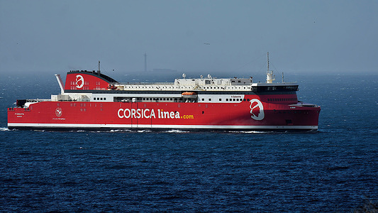 The liner A. Galeotta arrives at the French Mediterranean port of Marseille. Equipped with mixed propulsion, fuel oil, and liquefied natural gas (LNG), it made its first crossing between Marseille and Ajaccio on January 8, 2023.