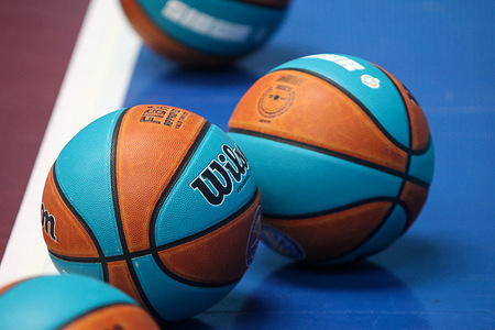 Official basketballs Wilson during the VTB United League basketball match, season 2022/2023, Zenit Saint Petersburg - CSKA Moscow in Saint Petersburg at Sibur Arena.