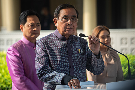 Thai Prime Minister Prayut Chan-o-cha speaks to the media during a press conference after a weekly cabinet meeting at the Government House in Bangkok. The upcoming general elections in Thailand are expected to be held in May 2023.
