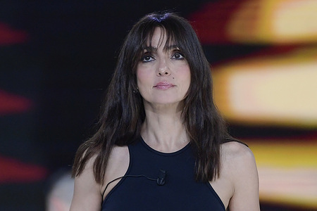 Ambra Angiolini attends the second episode of the Rai program "Benedetta primavera" at Fabrizio Frizzi Studios.