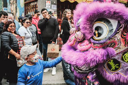 A young child reaches out to touch the lion's nose as it passes by during the Lion Dance Show in San Francisco's Chinatown. The streets of San Francisco's Chinatown were alive with excitement as the annual Lion Dance Show took place on Saturday. The show, which is a traditional Chinese New Year celebration, featured dozens of performers dressed in colorful lion costumes. The Chinese Consolidated Benevolent Association organized the event. This local community group works to preserve and promote Chinese culture in San Francisco. The Lion Dance Show has been a staple of the Chinese New Year celebrations in San Francisco for over 100 years, and this year's event was no exception.