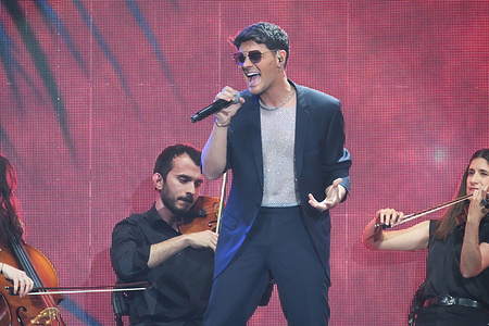 Singer Abraham Mateo performs during the Cadena 100 festival at the Wizcenter in Madrid.