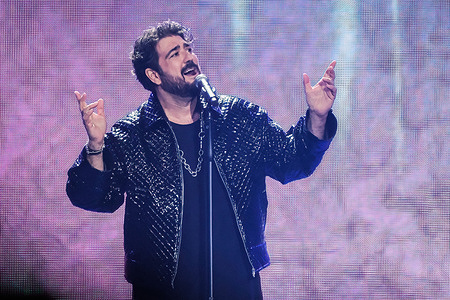 Singer Antonio Orozco performs during the Cadena 100 festival at the Wizcenter in Madrid.