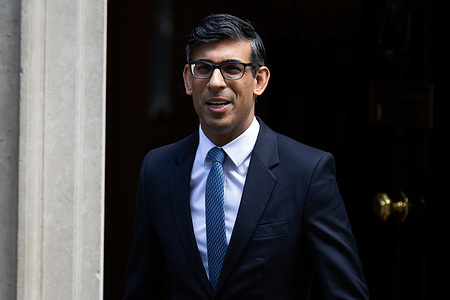 Prime Minister Rishi Sunak leaves 10 Downing Street for Parliament to take Prime Minister’s Questions in London. MPs will later vote on Sunak’s Windsor Framework Brexit deal that was brokered with the European Union last month.