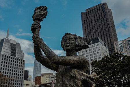Goddess of Democracy statue in Chinatown, San Francisco, California.