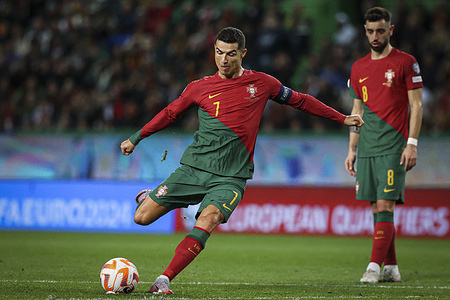 Cristiano Ronaldo of Portugal in action during the UEFA Euro 2024 qualifying round group J match between Portugal and Liechtenstein at Estadio Jose Alvalade. Final score; Portugal 4:0 Liechtenstein.