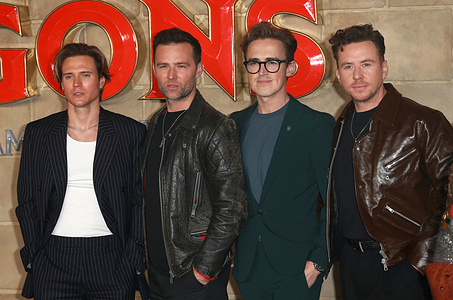 Members of the English pop band McFly attend the UK Premiere of "Dungeons & Dragons - Honour Among Thieves" at Cineworld Leicester square in London.